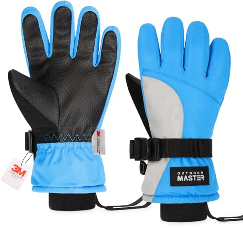 OutdoorMaster Kids Ski & Snow Gloves, Winter Windproof Waterproof Thermal Gloves for Children Unisex Boys and Girls, Winter Sports, Skiing, Snowboard