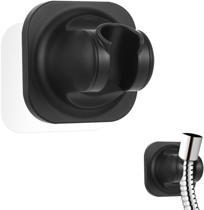 Duschkopfhalterung Ohne Bohren, Selbstklebender Brausekopfhalter, Brauseschlauchhalter, Brausestabhalter, Duschkopf Halter, Selbstklebendes, Wandmontiertes Zuhause (Schwarz)