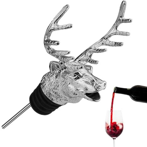 Weinbelüfter Ausgießer Auslauf Hirsch Weinausgießer Ausgießer Flaschenverschluss 2 in 1, Hirschkopf Weinausgießer Ausgießer Weinflaschenverschluss für Zuhause und Bar Hirsch Weinverschluss