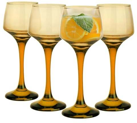 Glasmark Krosno Schnapsgläser 4er Set 75 ML Gläser Set Für Schnaps Vodka Glas Shots Likör Schnapsglas Shotgläser Likörgläser Geschenkset Wodka Honigfarbe 4 x 75 ML