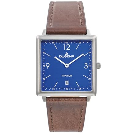 Dugena Herren-Armbanduhr Mannheim, Quarz, Lederarmband, Mineralglas, wasserdicht, 3 bar