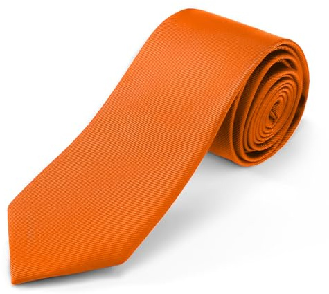 JUNMEISI Corbata negra para hombre, color liso, 8 cm, en caja de regalo, naranja, M