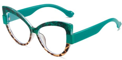 Occhiali da Lettura Donna Cat Eye, TR90 Montature per Occhiali da Donna, Occhiali Falsi Anti-UV Occhiali Da Vista Donna (Verde, 2, x)