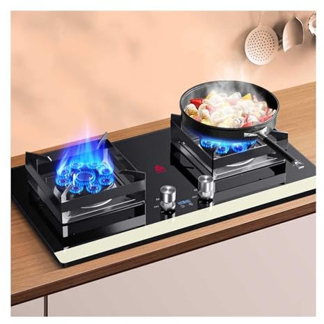 Cuisinière À Gaz 5,2 KW, Cuisinière À Gaz Carrée Épaissie À 2 Brûleurs, Minuterie De 180 Minutes (indépendante Des Deux Côtés), For La Cuisine À Domicile, Le Camping, Le Jardin, La Restauration, Dispo