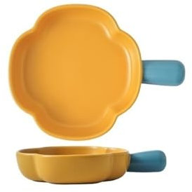 SDA287MZ Pirofile da Forno Teglia da Forno in Ceramica con Manico di Alta qualità, Utilizzabile for microonde, Piatto for Insalata di Frutta Pirofila(Orange)