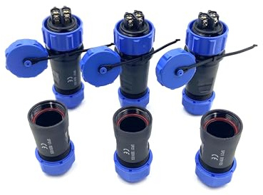 3 spine di collegamento SP21 a 2 poli, IP68, 2 pin, senza saldatura, connettore aeronautico impermeabile per lampade esterne, utilizza 500 V, 30 A (cavo 12 AWG, crimpatura a vite)