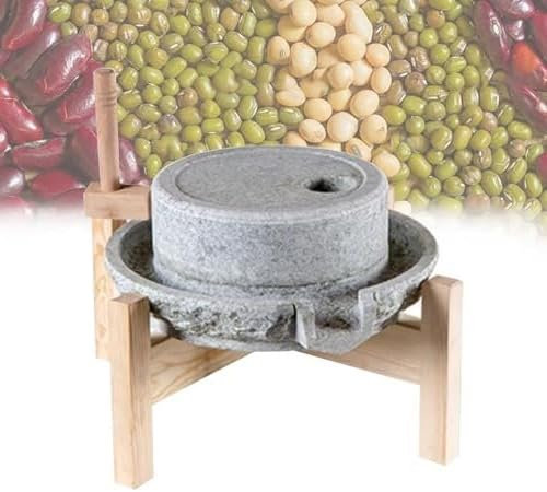 Stone Grain Mill, Wet Dry Cereal Grinder, Handheld Stone Grinder for Wheat, Rice, Beans, Spices - Home Kitchen Essential