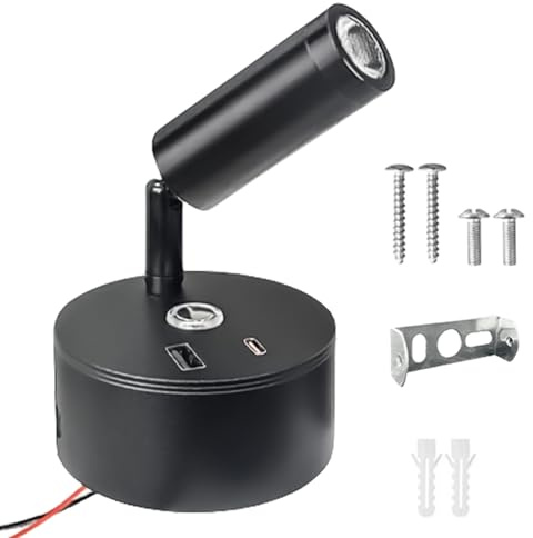12V LED Leselampe Wohnmobil mit Touch Control 3 Farbmodi Stufenloses, Drehbare Bettlampe Wandlampe Stufenloses Dimmbar & USB A+C-Anschlüssen, 12 V Lampe Wohnwagen für Boot Auto Camper Van Yacht