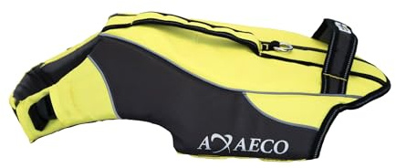 AQUA Giubbotto Salvagente per Cani, Taglia L, Colore Giallo con Grigio Scuro, Materiale Poliestere Rip-Stop Idrorepellente