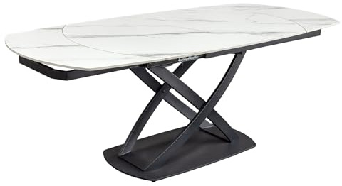 Riess Ambiente Esstisch Inception 190cm - schwarz weiß - Keramik | hochwertig, stabile Konstruktion, robust, erweiterbar, 6-8 Personen, Metallgestell, 60 kg Belastbarkeit