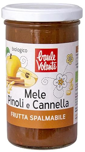 Baule volante Crema spalmabile biologica di mele, pinoli e cannella - Crema dolce naturale con sciroppo d'agave - Perfetta per pane, yogurt, dessert e colazioni