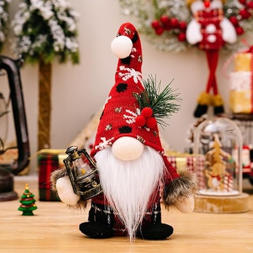 Wichtel Weihnachten Deko, Weihnachten Gnome Doll Deko, Weihnachtswichtel Figuren Weihnachtsmann Gnomes Weihnachtsfiguren Klein Weihnachtszwerg Handmade Plüschfigurenfür Weihnachtsdeko Innen, Rot