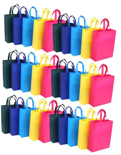 Mikinona 30 St Vikbara Återanvändbara Shoppingpåsar i Non-woven Färgglada och att Bära för Shopping Resor och Hemmalagring Kompakta och Praktiska för Dagligt Bruk