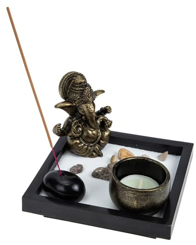 CLISPEED Zen Sand Table Decorative Sandbox Ornament Set Japanese Style Miniature Rock Garden 12.5x12.5x3cm Vintage Desk Sculpture for Home Office Meditation
