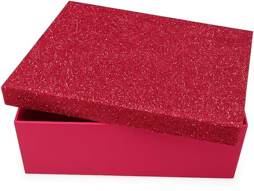 Geschenkkarton Pink Glamour (15 x 10 x 5) – Geschenkbox mit Deckel, Glitter