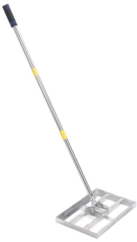 Acouto Râteau de Nivellement de Pelouse en Acier Inoxydable, Poignée Réglable, Outil de Nivellement de Pelouse pour Paysage, Jardin, Terrain de Golf, Temps de Ferme et Machine Polyvalente, Réduisant