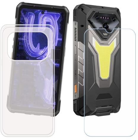 CongJiaLingXi Funda para Ulefone Armor 34+ (6.95) + Screen Protector, Translúcido Suave Silicona Caso + Cristal Templado Film Vidrio.