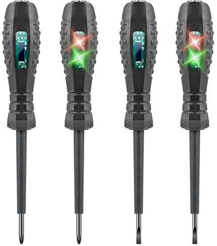 4 pièces tournevis 2 en 1 à couple fort,tournevis testeur de tension | stylo testeur électrique utile,Testeur de tension（noir）