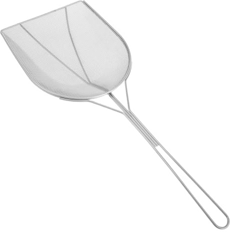 NIYANGLE Paletta Schiumarola Quadrata in Acciaio Inox 48,5 Cm per Campeggio All’aperto, Colino a Maglie Fini per Frittura e Utensili da Cucina da Campeggio, Leggera e Compatta per Barbecue