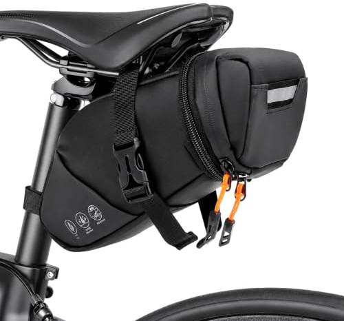 Satteltaschen für Fahrrad Wasserdicht Fahrrad Satteltasche Rennrad Klein | Saddle Bag 1,5–2 L Erweiterbar mit Reflexstreifen und Rücklichthalterung