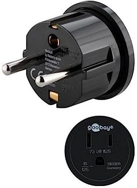 Reiseadapter USA/Japan auf EU-Stecker, Typ B auf E/F, 250 V, 3750 W Schwarz