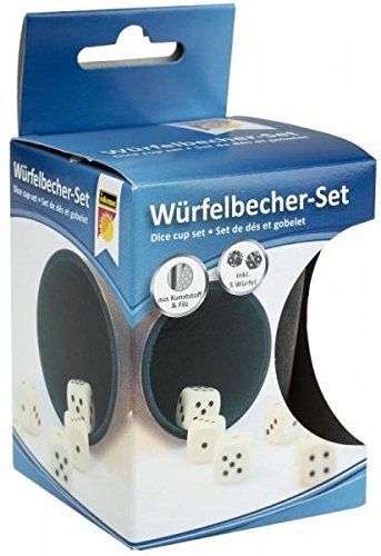 Idena Qualitäts Würfelbecherset aus Kunststoff und Filz mit 5 Würfeln