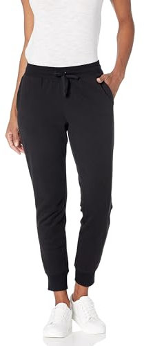 Amazon Essentials Pantaloni da Jogging in Pile con Risvolto (Disponibili in Taglie Forti) Donna, Nero, M