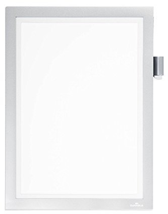Durable 498923 Sachet de 1 Duraframe Magnetic Note Pochette Cadre d'Affichage Dos Magnétique pour Document A4 Argent Métallisé
