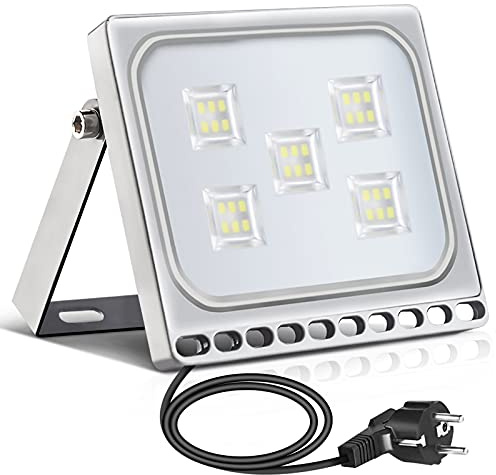 papasbox 30W Projecteur LED avec prise, Spot LED Extérieur IP65 Projecteur Extérieur Etanche Projecteur en Aluminium Blanc Froid 6000K applique idéale pour jardin, terrain de sport