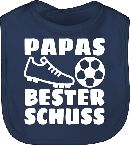 Shirtracer - Baby Lätzchen - Geschenk zum Vatertag - Papas bester Treffer mit Fussball - weiß