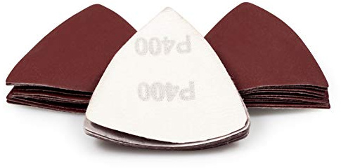 SPEEDWOX 30 Pcs Hook and Loop Triangle Sandpaper 400 Grit 80mm 3-1/8 Inches for Oscillating Multi Tool Detail Sander Sanding Discs Triangle Sanding Pads