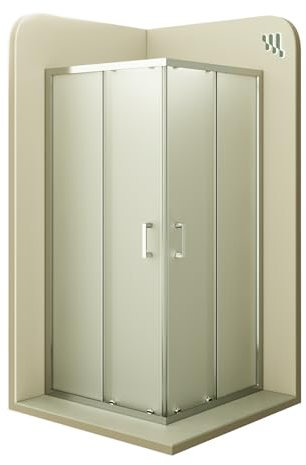 Moments of Glass - Mampara de Ducha Diana 80x80x180cm | REVERSIBLE | Puerta corredera, Ajuste 77,5-79,5 x 77,5-79,5cm | Perfiles Cromados, cristal de seguridad ESG Satinado de 6mm