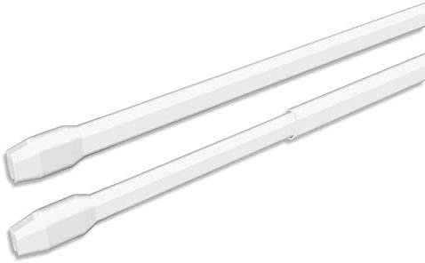 Vitragestangen 2er Pack ausziehbar, 2 Gardinenstangen mit 4 Schraubhaken (100-160 cm, Weiß)