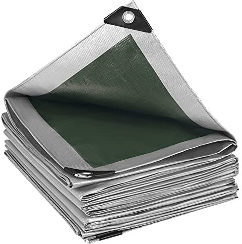 WOLTU Abdeckplane 3x5 m wasserdicht, 280 g/m² PE Schutzplane Gewebeplane mit Ösen, UV stabil reißfest LKW Plane, Mehrzweck Abdeckung für Gartenmöbel Holz Pool Trampolin Auto, Grau-Grün