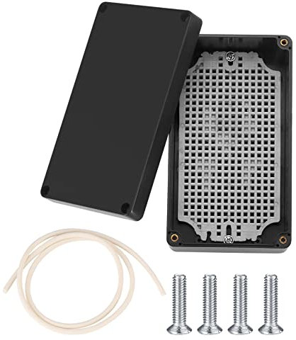 Waterproof Junction Project Box with a honeycomb bottom plate, Plastic ABS IP65 Electronic Enclosure Box for Electronics, Cables, Power, Instrument Case Box - 158 x 90 x 60 mm (Black)