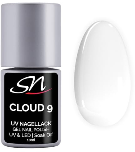 SN Nageldesign UV Nagellack weiß deckend French white Gellack UV LED Farbgel Nails 10ml - Cloud 9 SN201