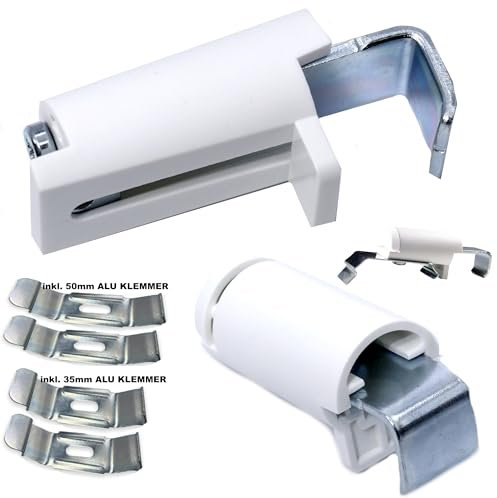 Brillant Universal Klemmträger für Doppelrollo Minirollo Duo-Rollos ohne Bohren Fenster Balkon Tür 2 Stück Stabil innen Metall aussen Weiß Kunststoff verstellbar von 5-25 mm Fensterflügel