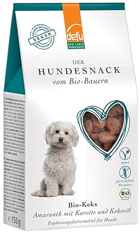 defu Hundesnack | 1 x 150 g | Bio Hundekekse Amaranth mit Karotte und Kokosöl | Vegane Premium Leckerlis für Ihren Hund