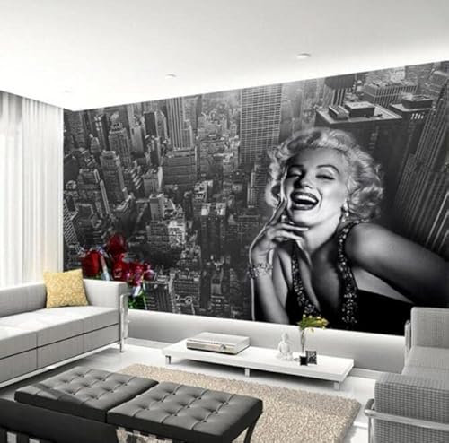 3D Wallpaper Black and White Building Marilyn Monroe Photo Wallpaper Living Room Restaurant Shopping Mall Decor Mural 430 cm x 300 cm (169.3 x 118.1 inches)