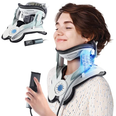 Cervical Neck Traction Device: Neck Stretcher for Cervical Pain Relief, Electric Air Pump with 3 Power Traction, Built-in 8 Airbag, Improved Stretcher for Neck Decompression and Neck Tension Relief