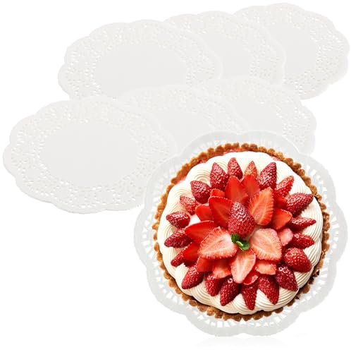 com-four® 120x Base per torta - decorazioni per torte come base per decorare e servire - piattini per torte di carta - sottobicchieri per bevande (120 pezzi - Ø 16,5 cm)