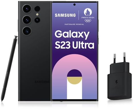 SAMSUNG Galaxy S23 Ultra Smartphone Android 5G avec Galaxy AI, 256 Go, Chargeur Secteur Rapide 25W Inclus [Exclusivité Amazon], Smartphone déverrouillé, Noir, Version FR