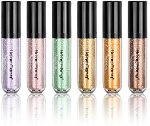 Xzeemo Sombra de Ojos Líquida Brillante - 6 Colores Con Brillo de Diamante Metálico, Larga Duración, Alta Pigmentación - Kit de Purpurina Maquillaje (Set B)