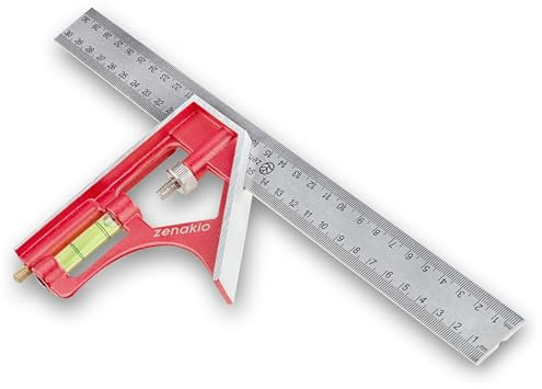 Zenakio Kombinationswinkel 300mm - Präziser Universal Kombiwinkel aus Metall mit Linealanschlag und Anreisswerkzeug - Combination Square - Hochwertiges Profi Messwerkzeug