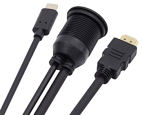 cablecc USB 3.1 USB-C Typ-C & 4K HDMI-Verlängerung, bündige KFZ-Verriegelungsmontage-Verlängerung, wasserdichtes, staubdichtes Kabel für Armaturenbrett