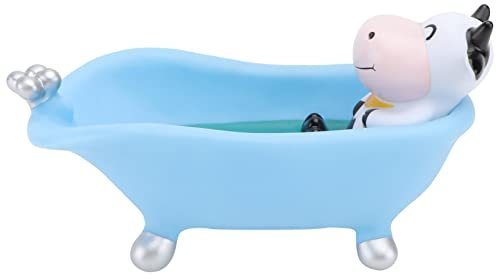 Alipis Reinigungsschrubber Badewannen-Seifenschale Cartoon-Tier-Seifenbox Kuh-Seifen-Trocknungshalter Make-Up-Organizer-Behälter Kunststoff-Einhorn-Seifenetui Schmucktablett