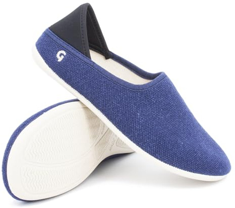 Gottstein Linen Slip-on Pantofole per Uomo e Donna - Pantofole in lino con suola in gomma per interni ed esterni - Scarpe vegane Ink Blue Mele | 39, Ink Blue Mele, 39 EU