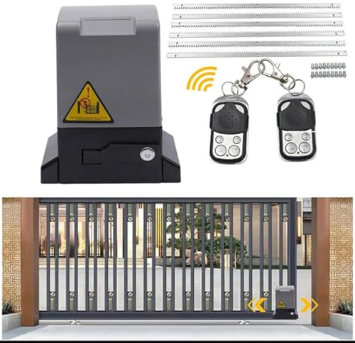 LOYEMAADE Motor completo de apertura de puerta corredera de 1800 kg, 750 W, motor automático de apertura de puerta con 6 m de cremallera, 2 mandos a distancia