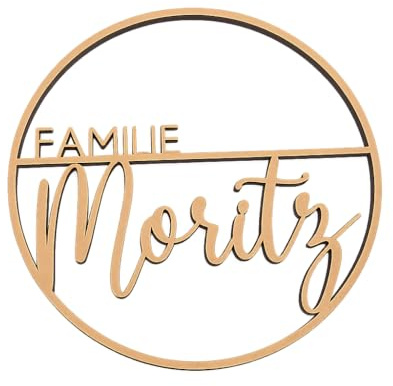 Nord-Kind Personalisierter Türkranz aus Holz, 19cm | Mit Namen, Individuelles Türschild, Familie, Modernes Namensschild, Handgefertigtes Geschenk zur Geburt, Einzug, Hochzeit