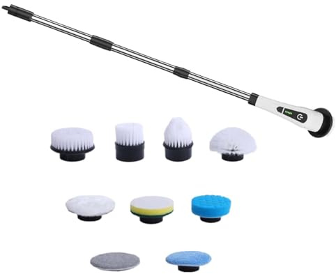 Baoblaze Kabellose Reinigungsbürste, elektrischer Schrubber, Power Scrubber Duschreinigungsbürste für Fenster, Möbel, Glas, Küchen, Fliesen, 9 Köpfe